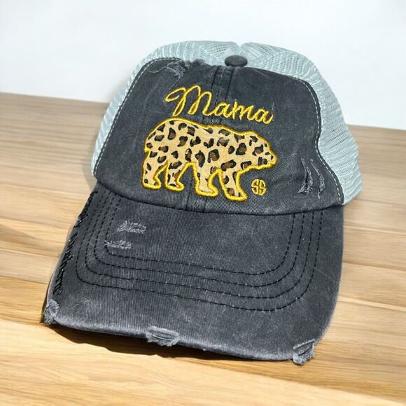 Simply Southern Mama Bear Women's Mesh Baseball Cap Distressed Strapback  ($23) - Picture 1 of 5